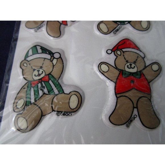 Christmas Teddy Bear Puffy Stickers Vintage 80s DBGCI EUC New Other - Picture 6 of 12